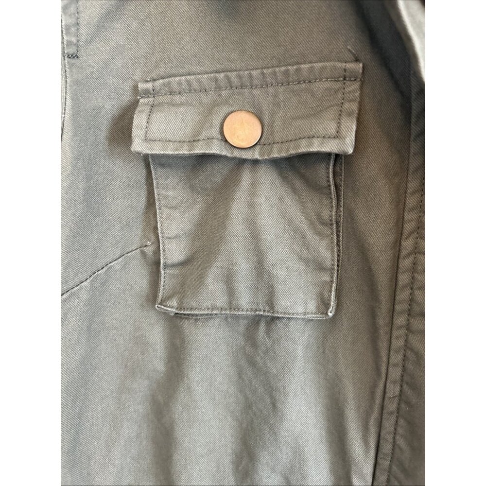 Market & Spruce 100%‎ Cotton Military Green Jacket Removable Hood Cargo Size M - Picture 3 of 7